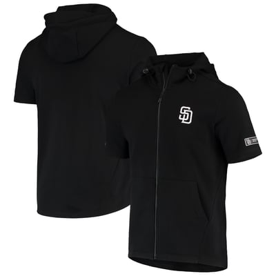 San Diego Padres Levelwear Recruit Short Sleeve Full-Zip Hoodie Jacket - Black