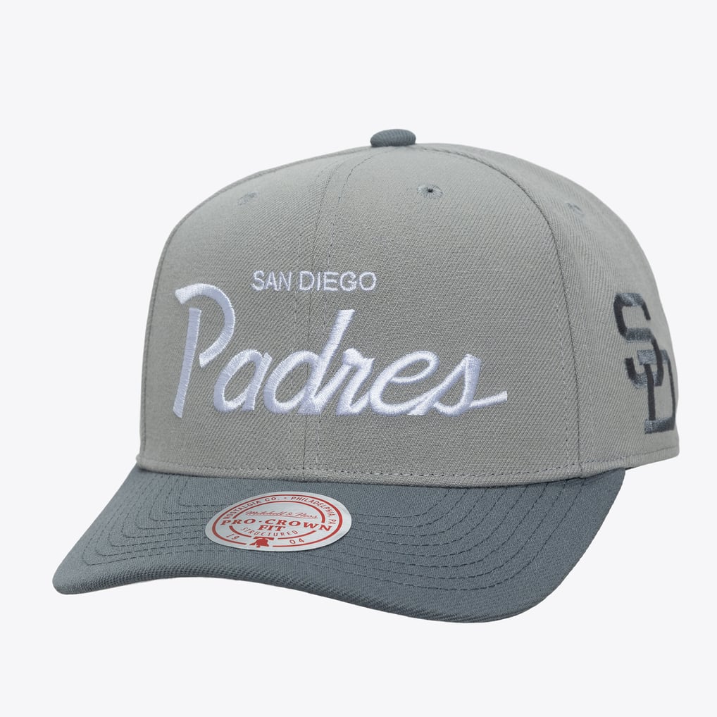  San Diego Padres Mitchell & Ness Cooperstown Thunderstorm Head Coach Pro-Crown Adjustable Hat - Gray