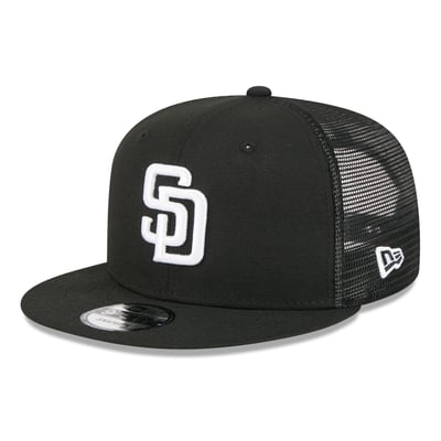 San Diego Padres New Era 9FIFTY Adjustable Trucker Hat - Black