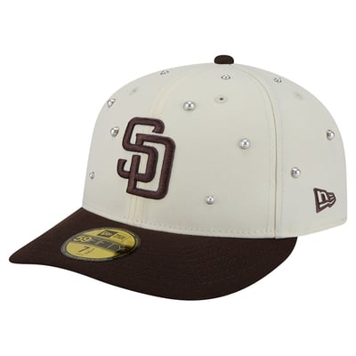 San Diego Padres New Era Pearl Stud 59FIFTY Fitted Hat - Cream/Dark Brown