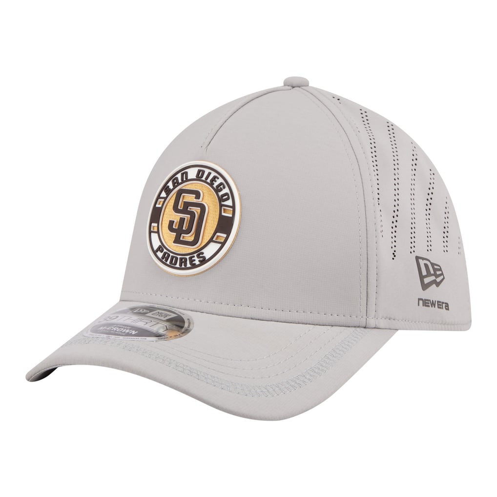 San Diego Padres New Era Patch 39THIRTY A-Frame M-Crown Perforated Flex Hat - Gray