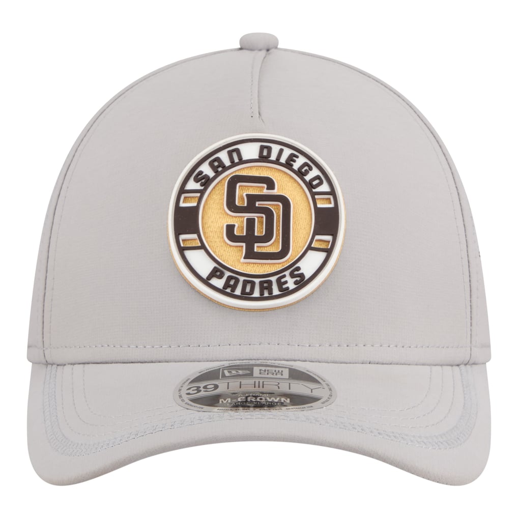 San Diego Padres New Era Patch 39THIRTY A-Frame M-Crown Perforated Flex Hat - Gray