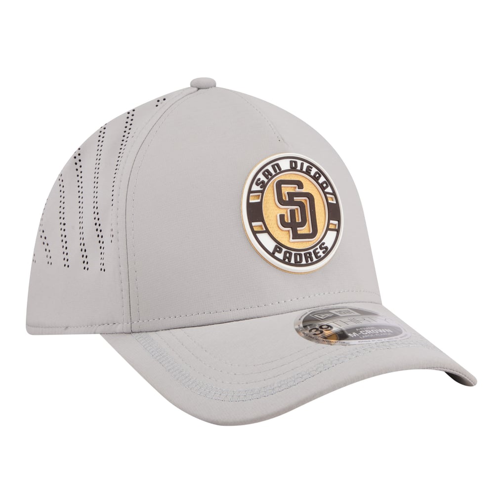 San Diego Padres New Era Patch 39THIRTY A-Frame M-Crown Perforated Flex Hat - Gray