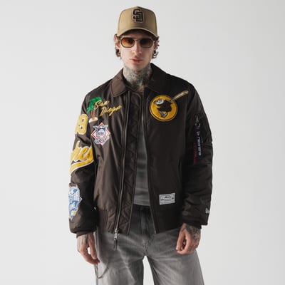 San Diego Padres New Era x Alpha Industries MA-1 Full-Zip Bomber Jacket - Brown