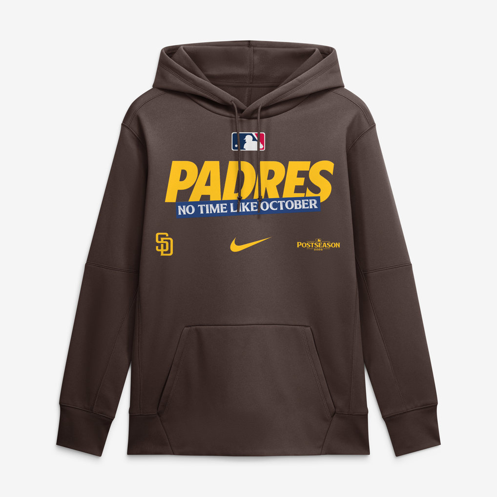 San Diego Padres Nike 2026 MLB Postseason Authentic Collection Therma Fleece Hoodie - Brown