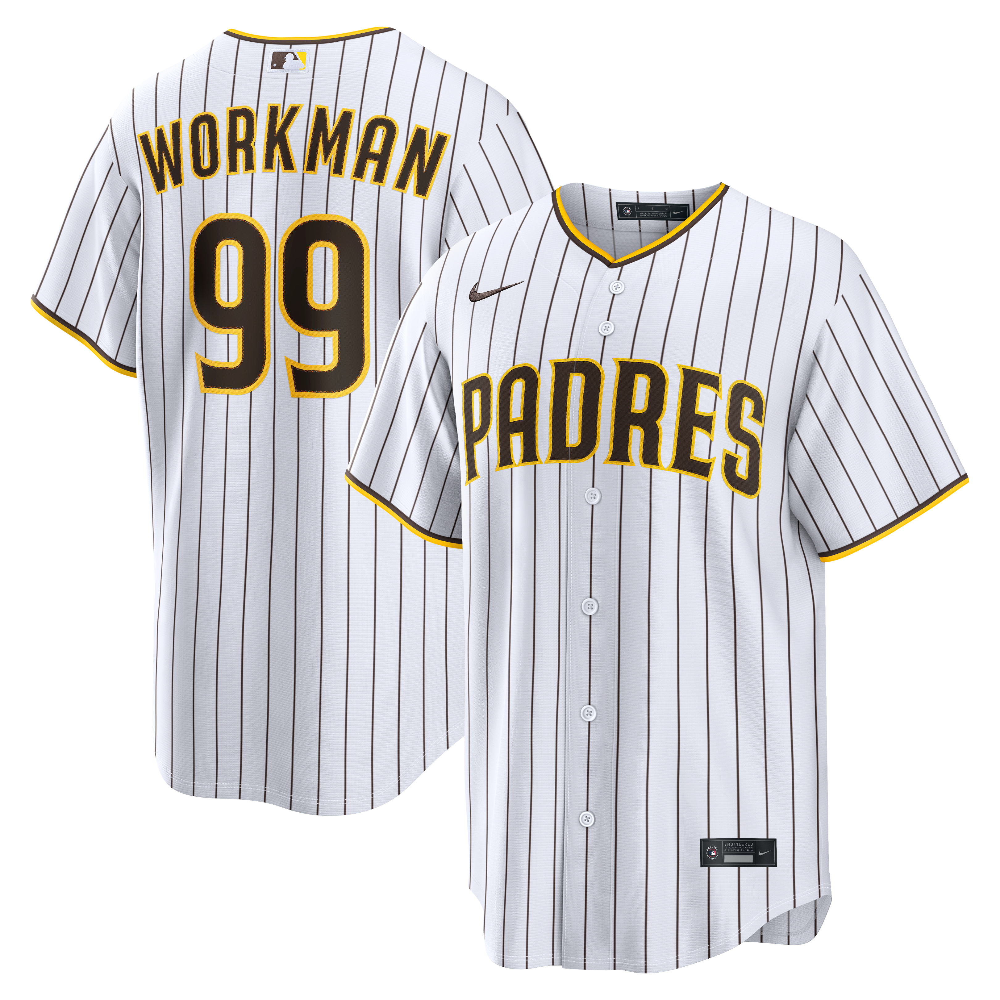 Gage Workman San Diego Padres Home Replica Jersey White