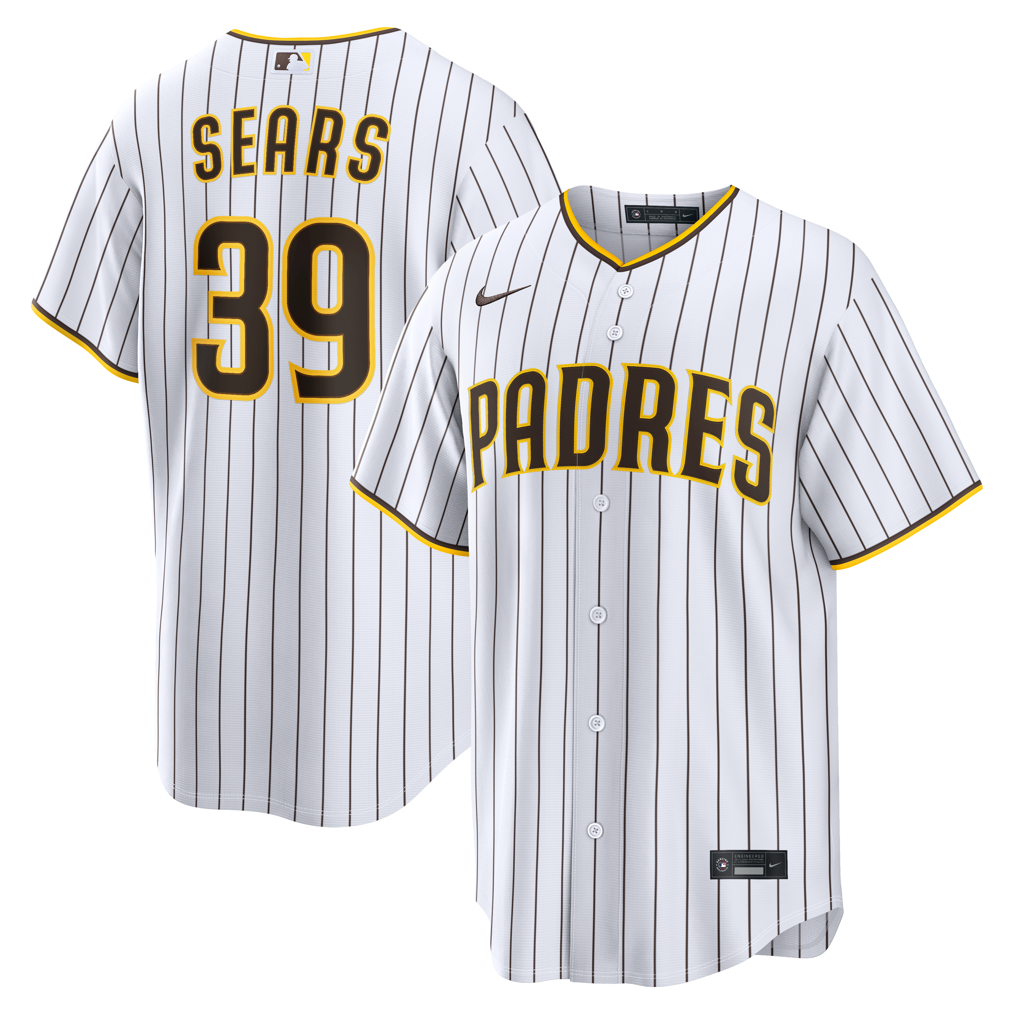 JP Sears San Diego Padres Home Replica Jersey White