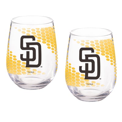 San Diego Padres Two-Piece 17oz. Color Fade Stemless Wine Glass Set