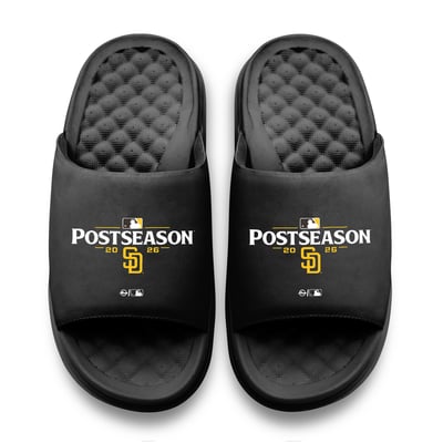 San Diego Padres ISlide Unisex 2026 MLB Postseason Motive Slide Sandals - Black