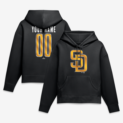 San Diego Padres Women's Forged Mascot Personalized Name & Number Hoodie - Black