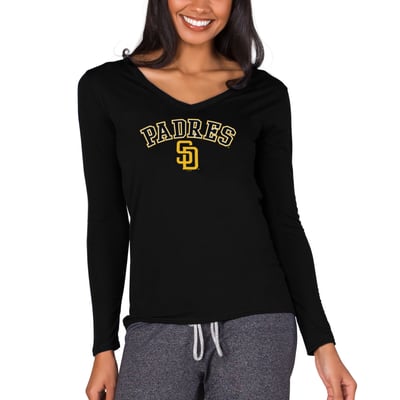 San Diego Padres Concepts Sport Women's Marathon Knit Long Sleeve V-Neck T-Shirt - Black