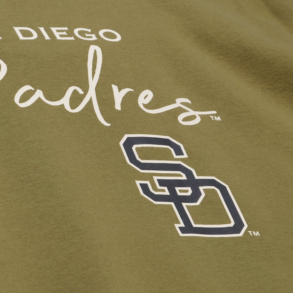  San Diego Padres Mitchell & Ness Women's Oversized Crewneck Sweatshirt - Olive