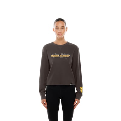 San Diego Padres New Era Women's Fan Collection Micro Thermal Boxy Long Sleeve T-Shirt - Brown