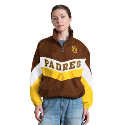  San Diego Padres Starter Women's Yardline Quarter-Zip Pullover - Brown