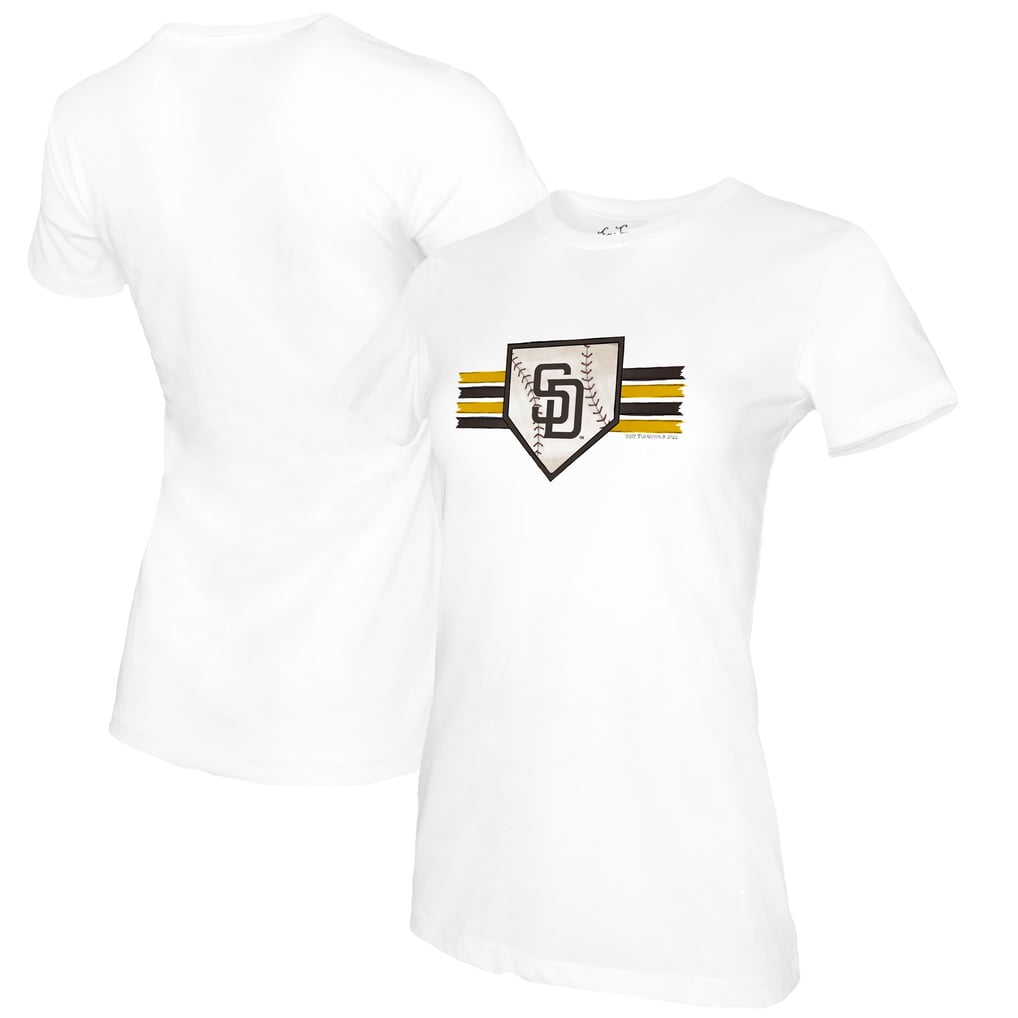 San Diego Padres Tiny Turnip Women's Base Stripe T-Shirt - White