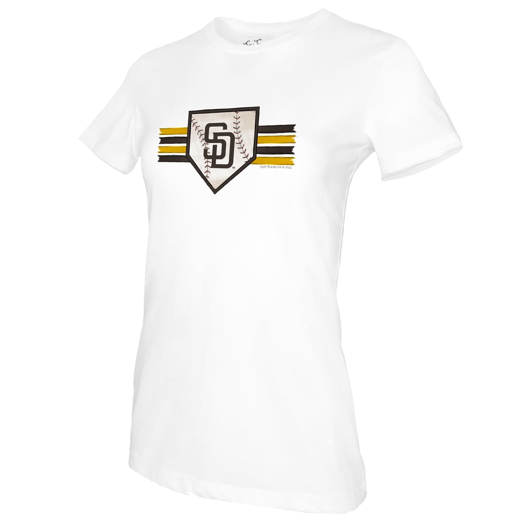 San Diego Padres Tiny Turnip Women's Base Stripe T-Shirt - White
