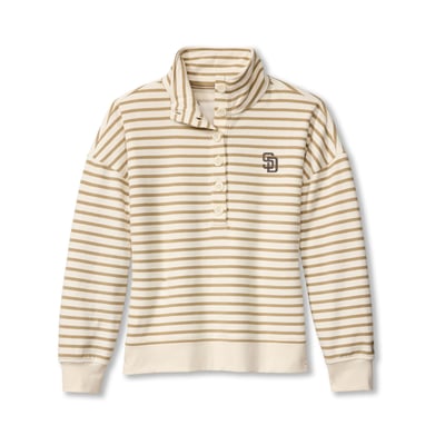  San Diego Padres Tommy Bahama Women's Marina Del Mar Stripe Mock Neck Sweatshirt - White
