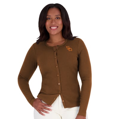 San Diego Padres WEAR by Erin Andrews Women's Rib Button-Up Sweater - Brown