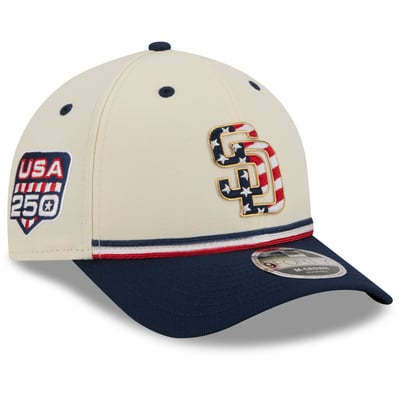 San Diego Padres New Era Youth USA 250 9FORTY M-Crown Adjustable Hat - Cream/Navy
