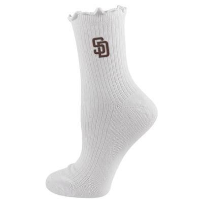  San Diego Padres PRO Compression Youth Logo Lettuce Hem Quarter Socks - White
