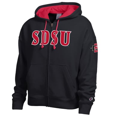 San Diego State Aztecs Champion Women's Arch Full-Zip Fleece Hoodie - Black