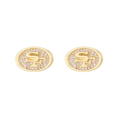  San Francisco 49ers LUV AJ  Pave Logo Stud Earrings - Gold