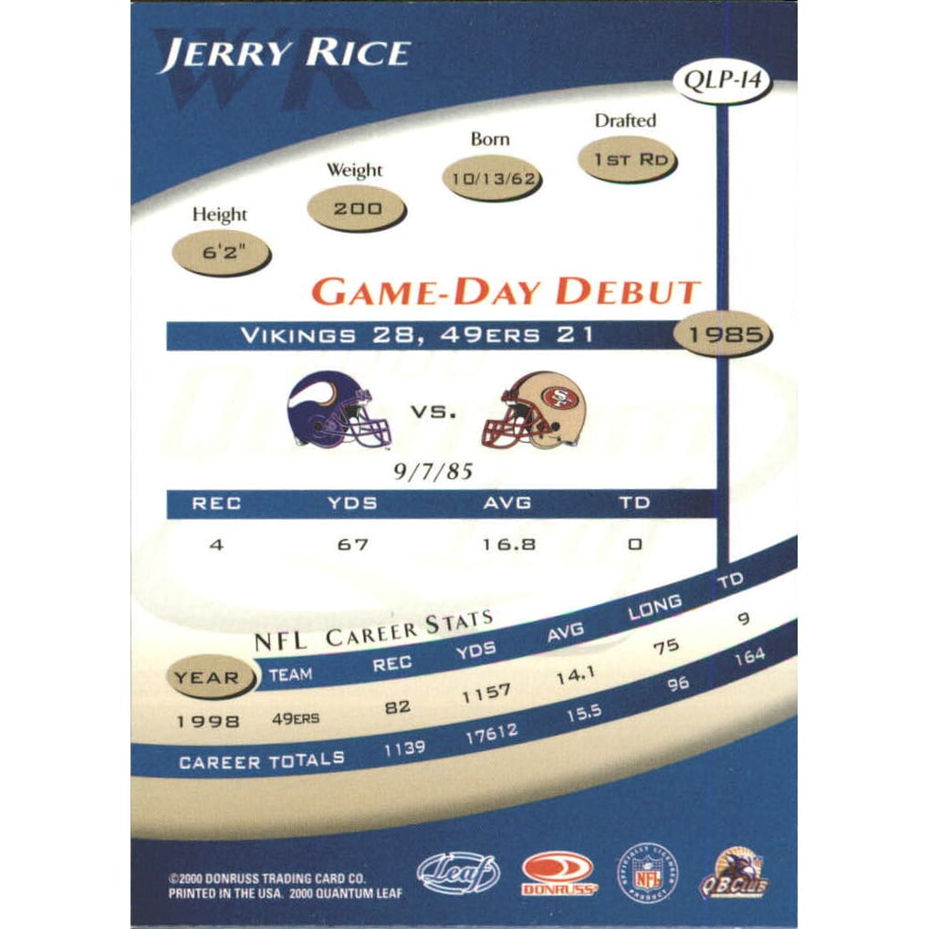 2000 Quantum Leaf Previews #QLP14 Jerry Rice