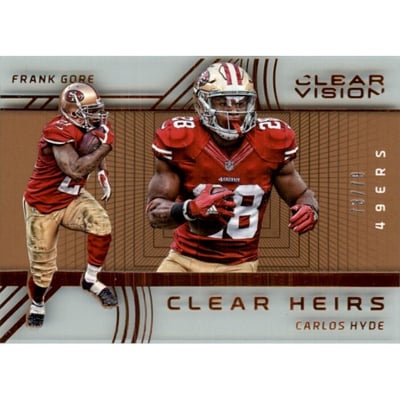 2016 Panini Clear Vision Clear Heirs Bronze #1 Frank Gore/Carlos Hyde