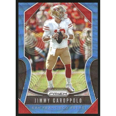 2019 Panini Prizm Prizms Blue Wave #252 Jimmy Garoppolo