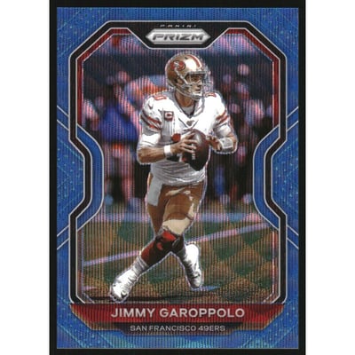 2020 Panini Prizm Prizms Blue Wave #282 Jimmy Garoppolo