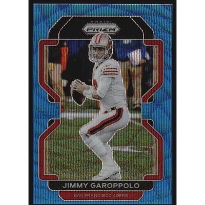 2021 Panini Prizm Prizms Blue Wave #55 Jimmy Garoppolo