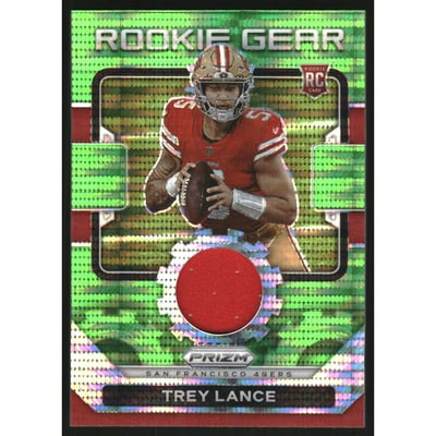 2021 Panini Prizm Rookie Gear Neon Green Pulsar #3 Trey Lance