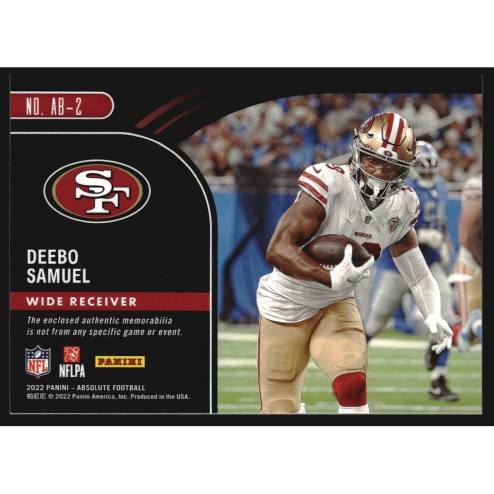 2022 Absolute Absolute Burners Jerseys #2 Deebo Samuel