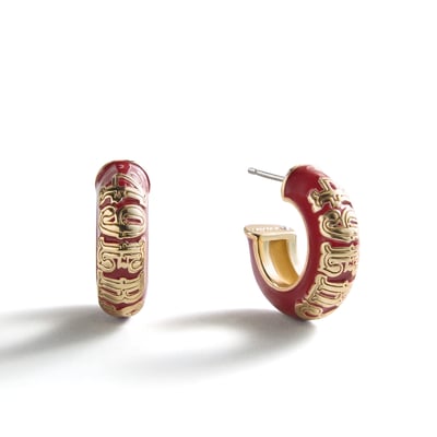 San Francisco 49ers BaubleBar Puffy Enamel Hoop Earrings
