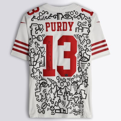 Brock Purdy San Francisco 49ers Autographed Fanatics Authentic White Nike Limited Jersey Art by Alex Alpert - Limited Edition #1/1 - BB14010164