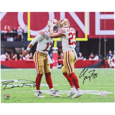 Christian McCaffrey & Brock Purdy San Francisco 49ers Autographed Fanatics Authentic 16" x 20" Celebration Photograph 
