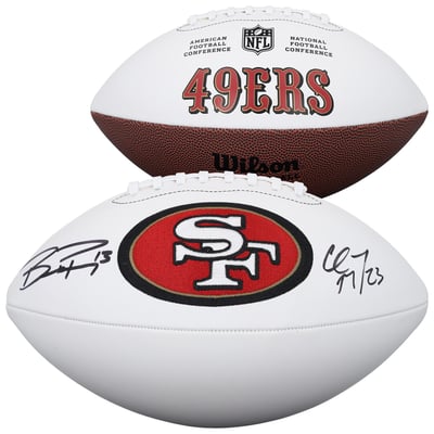 Christian McCaffrey & Brock Purdy San Francisco 49ers Autographed Fanatics Authentic Wilson White Panel Football 