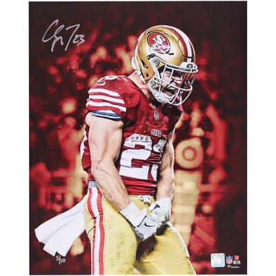Christian McCaffrey San Francisco 49ers Autographed Fanatics Authentic 16" x 20" Unleashed Team Colorway Spotlight Photograph - Limited Edition of 10