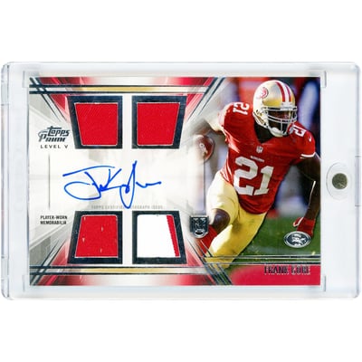 Frank Gore San Francisco 49ers Autographed 2014 Topps Prime V Quad Dual-Color Jersey Relics #PV-FG Card 
