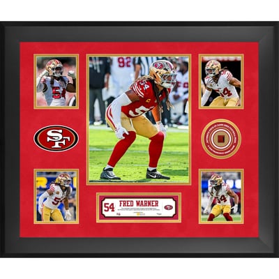Fred Warner   Framed 20" x 24" 5-Photo Collage with a Piece of Game-Used Football - Limited Edition of 500
