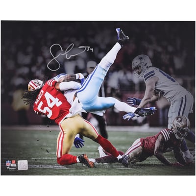 Fred Warner San Francisco 49ers Autographed Fanatics Authentic 16" x 20" Tackle vs. Dallas Cowboys Spotlight Photograph 