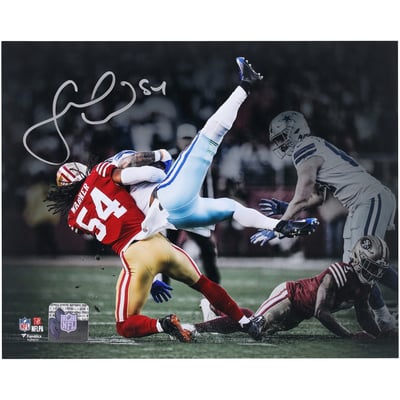 Fred Warner San Francisco 49ers Autographed Fanatics Authentic 8" x 10" Tackle vs. Dallas Cowboys Spotlight Photograph 