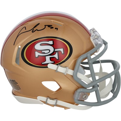 Fred Warner San Francisco 49ers Autographed Fanatics Authentic Riddell 80th Anniversary Speed Mini Helmet 