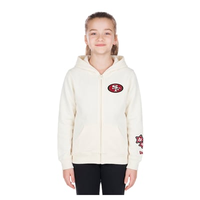 San Francisco 49ers New Era Girls Cream Multi Hit Full Zip Hoodie - Cream

