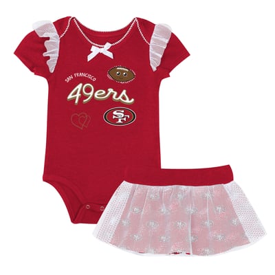 San Francisco 49ers Outerstuff Girls Newborn Melted Hearts Printed Bodysuit and Skirt Set - Scarlet
