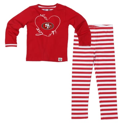  San Francisco 49ers Wes & Willy Girls Toddler Heart and Stripe Set - Scarlet