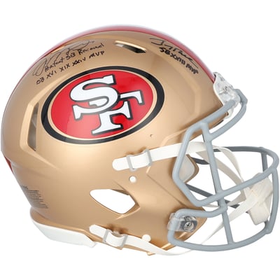 Jerry Rice & Joe Montana San Francisco 49ers Autographed Fanatics Authentic Riddell Speed Authentic Helmet with Multiple Inscriptions