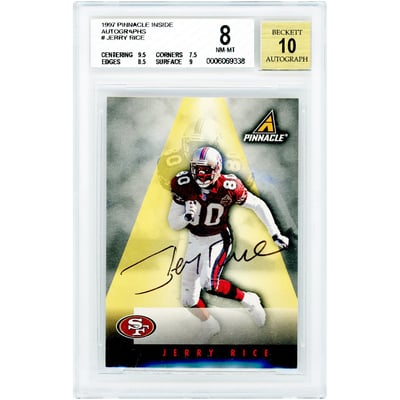 Jerry Rice San Francisco 49ers Autographed 1997 Pinnacle Inside #JR BGS Authenticated 8/10 Card