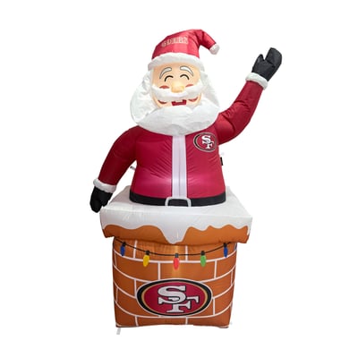 San Francisco 49ers Logo Brands Santa in Chimney Yard Inflatable
