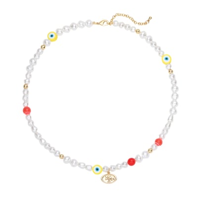 San Francisco 49ers LUV AJ Pearl Bead Logo Necklace